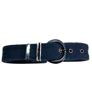 Vintage 80’s Liz Claiborne Black Canvas Silver Tone Metal Buckle Belt
